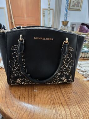 Michael Kors Black Studded Satchel